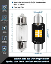 ALOPEE 578 LED Bulb 41mm(1.61") Festoon Warm White 3000K 6SMD 3020 Chips, Non-Polarity Error Free 211-2 212-2 569 LED Vanity Light Bulb, Dome Map,Door,Trunk,License Plate Light, Pack of 4, DC 9-18V